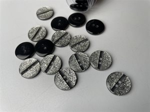 Knap - smuk sølvglimmer, 15 mm